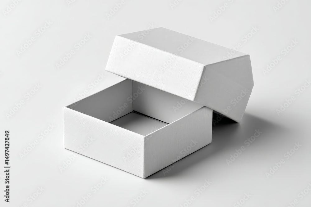 Aufkleber creative design of an open white box on a minimalistic background suitable for packaging and art pro