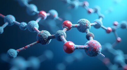 Abstract 3D render of a molecular structure. Best for science, technology, and medical themes.