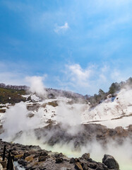 日本一の強酸性温泉　玉川温泉。日本、秋田