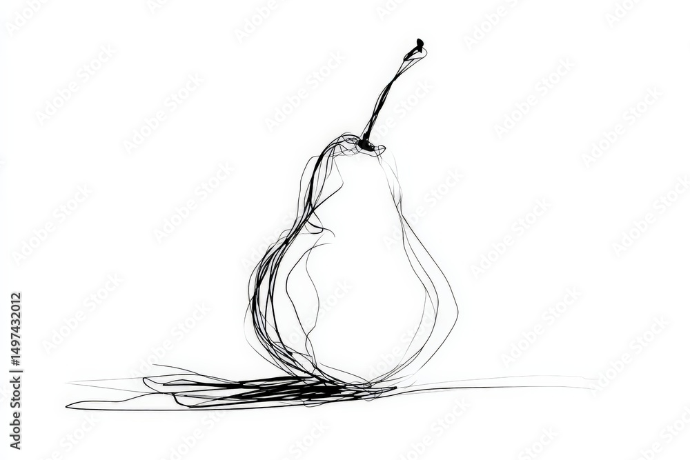 Poster creative line art of a pear showcased against a minimalistic background emphasizing curves and shape
