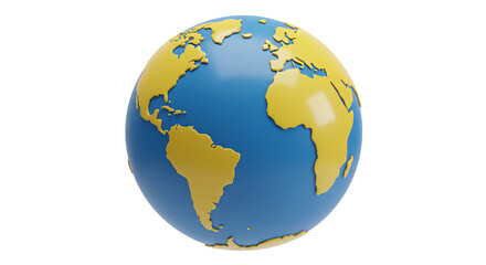 Fototapeta premium Blue and Yellow Globe World Geography