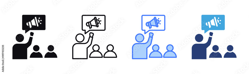 Poster advocacy icon sheet multiple style collection