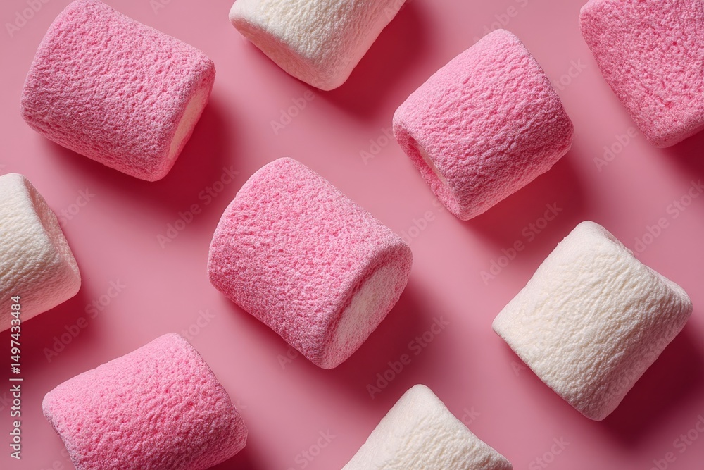 Aufkleber colorful marshmallows displayed on a pink background create a playful and inviting atmosphere for tr