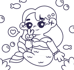 Hand drawn coloring book illustration