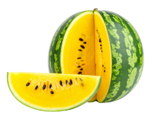 yellow watermelon isolated on transparent background, png