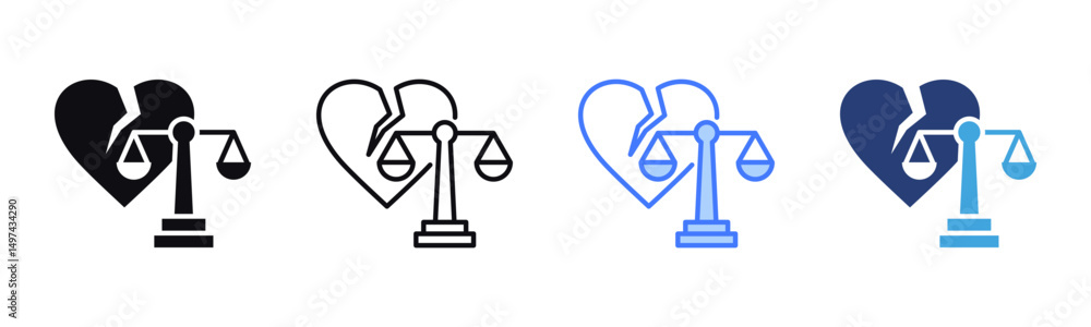 Poster divorce icon sheet multiple style collection