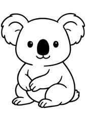 Fototapeta premium Black and white vector illustration of a cute baby koala, ideal for engraving, prints, logos, kids books, and creative projects