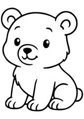 Naklejka premium Black and white vector illustration of a cute baby bear, perfect for engraving, prints, logos, kids books, and creative projects