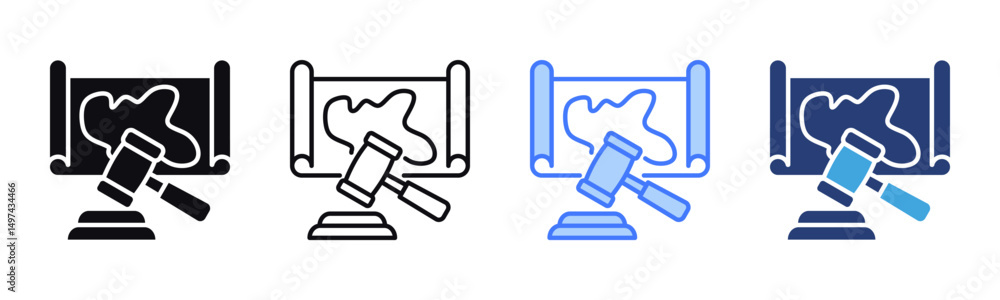 Poster land dispute icon sheet multiple style collection