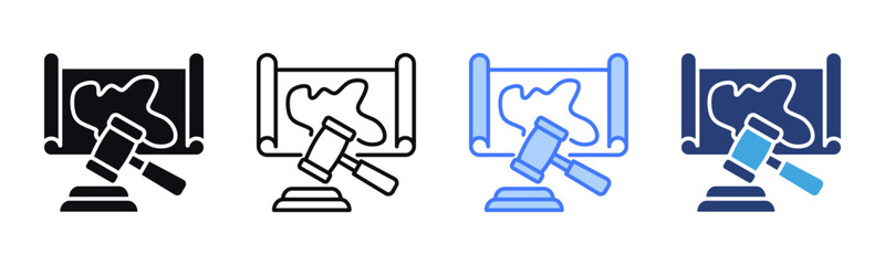 Land Dispute icon sheet multiple style collection