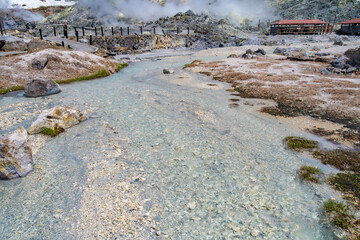 日本一の強酸性温泉　玉川温泉。日本、秋田