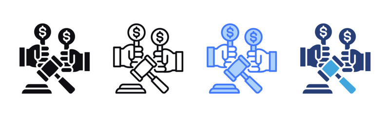 Auction icon sheet multiple style collection