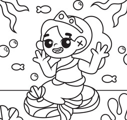 Hand drawn coloring book illustration