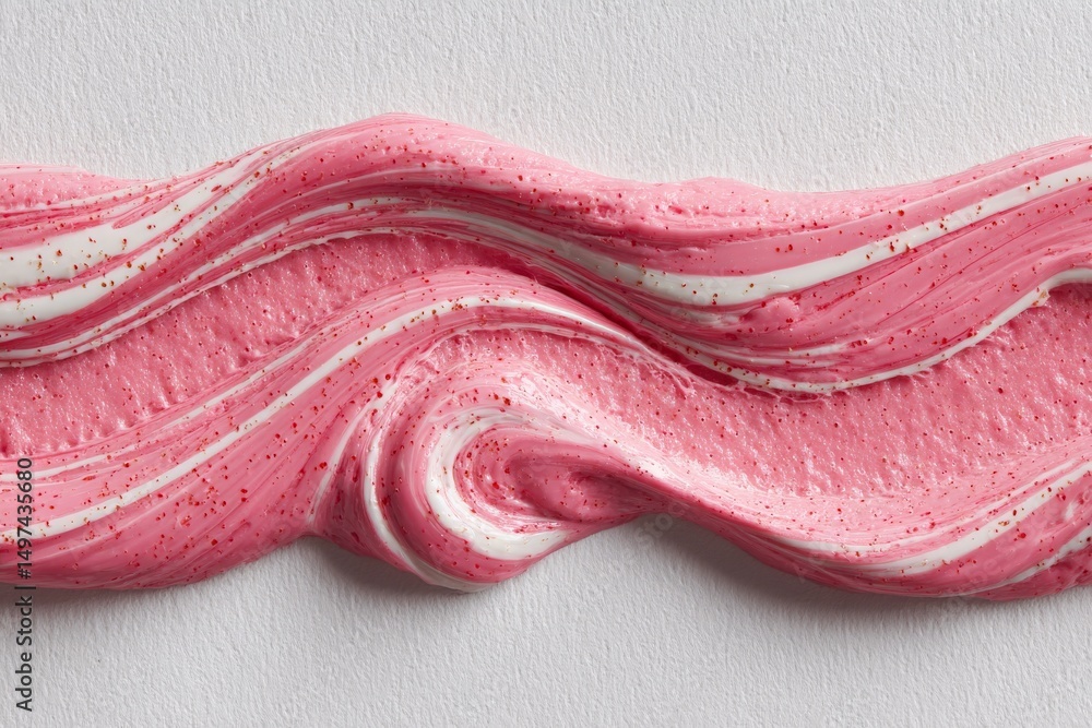 Poster colorful pink and white swirled cream texture creating a visually appealing pattern