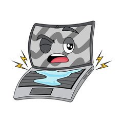 cartoon illustration of laptop with various expressions