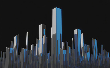 Obraz premium 3d crystal glass pillars on black background. Abstract transparent square columns with rainbow light prism effect render