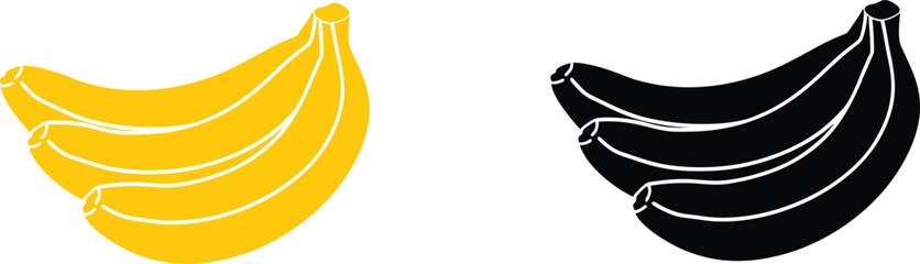 banana icon banana bunch black silhouette vector illustration 