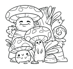 Hand drawn coloring book illustration