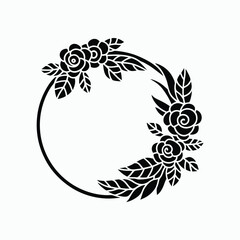 Obraz premium Floral Crescent Moon Design, Elegant Black and White Illustration