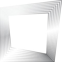 Square dynamic with metallic glowing silver, banner, frame, symbol