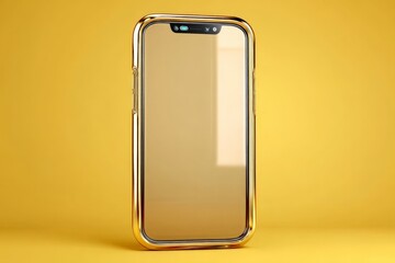 Modern smartphone showcasing a sleek design and vibrant yellow background creating an appealing contrast