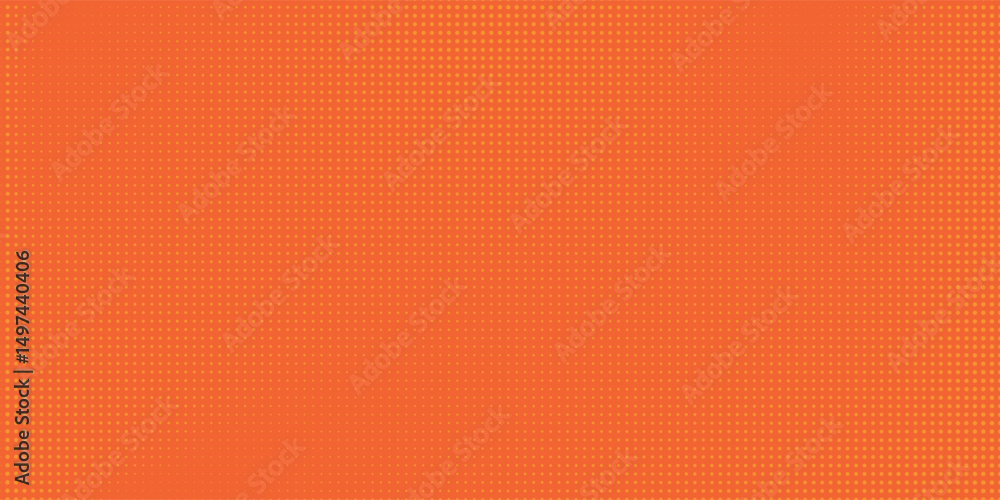 Poster repeating orange dots gradation pattern. dotted halftone gradient texture. deometric design backgrou