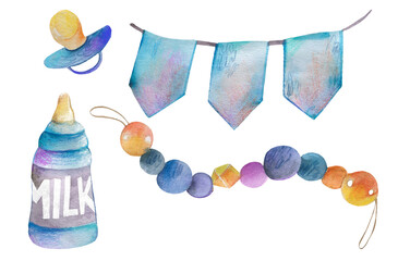 Baby born clipart. A watercolor baby shower bundle