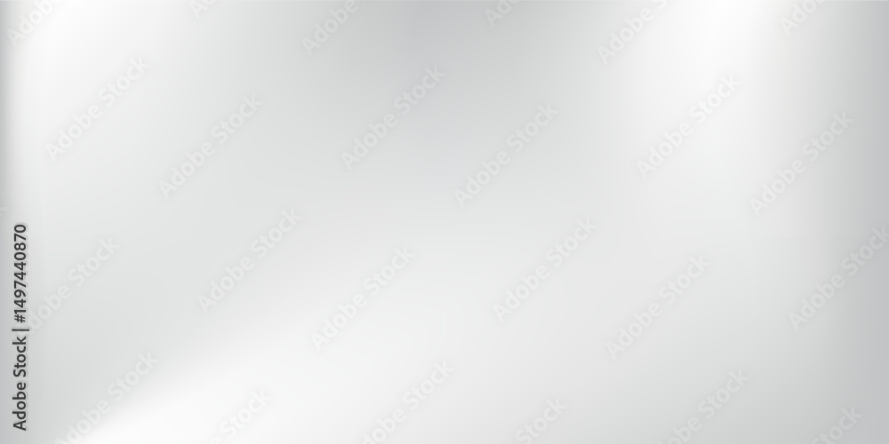 Poster modern silver foil background with metal mirror texture. gradient surface with light gloss. vector a