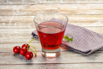 Sweet cherry juice in the glass