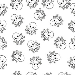 seamless octopus pattern. Seamless pattern with octopus. Funny Octopus Vector Illustration Cartoon, Clipart And Line Art Design on White Background, Funny octopus cartoon vector with white background.