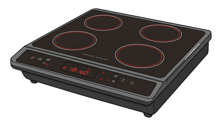Fototapeta premium Electric Cooktop with Four Burners