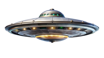 Classic flying saucer ufo spaceship isolated on a white background