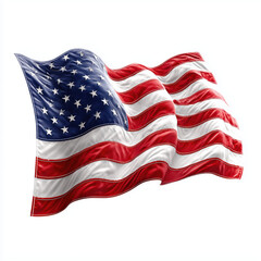 Obraz premium Majestic American Flag in Dynamic Motion , isolated on white background png