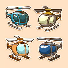 Helicopter plane sticker collection set