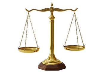Scales of justice balance isolated on white background