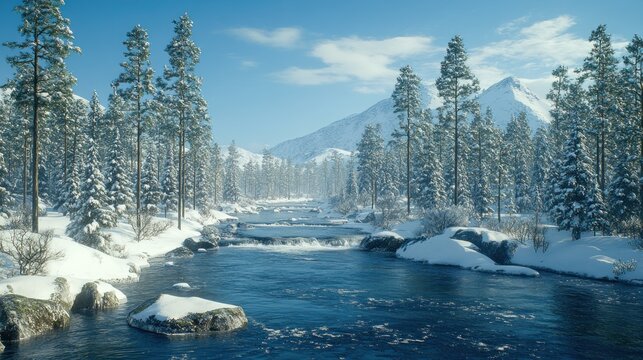 Winter wonderland river scene (1)