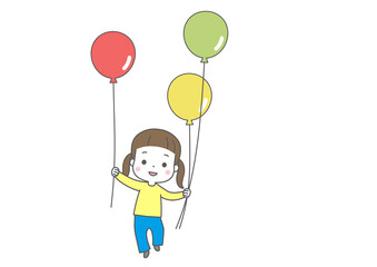たくさんの風船を持っている女の子