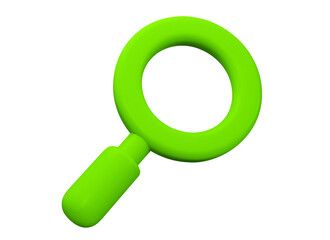 3d green magnifying glass icon.  Stock vector illustration on isolated background.
