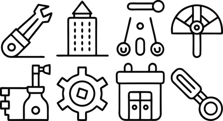 Obraz premium Collection of Simple Line Icons for Engineering and Technology