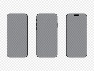 Three types of mobile phone frames isolated o n transparent background