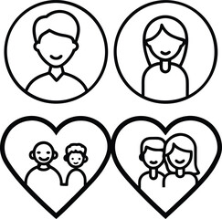 Simple Line Icons of Single and Couple Relationships