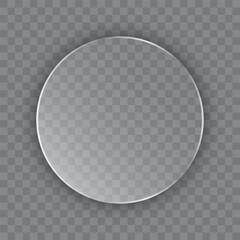 Circle shaped glass frame in realistic style isolated on transparent background