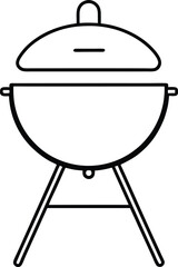 Classic Round Charcoal Grill Line Art Simple BBQ Grill Design for Independence Day
