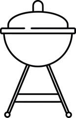 Classic Round Charcoal Grill Line Art Minimalist BBQ Design for Independence Day