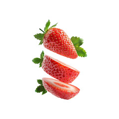 floating strawberry sliced png