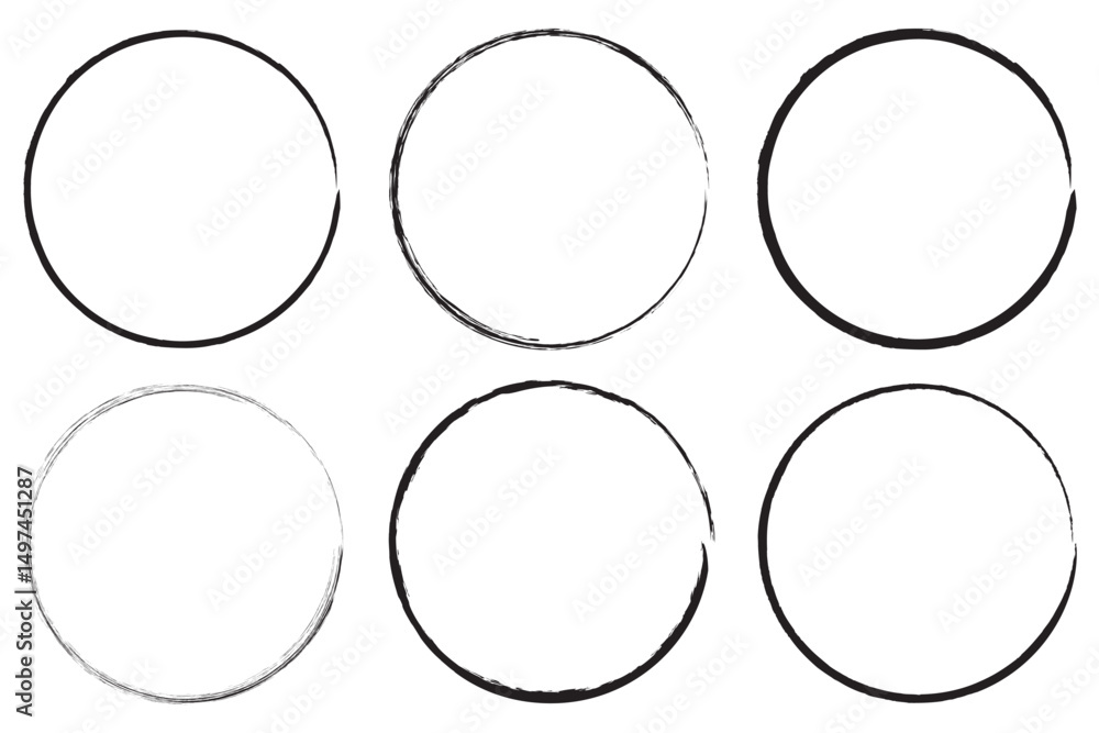 Poster hand drawn circle line sketch set. circular vector image. hand drawn circle with doodle patterns. ve