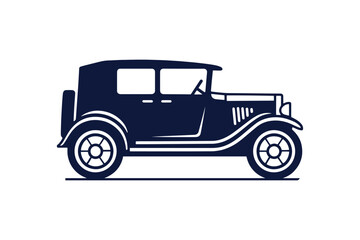 Vintage car clip art silhouette vector art illustration on a white background
