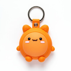 Orange cartoon keychain isolated on white background