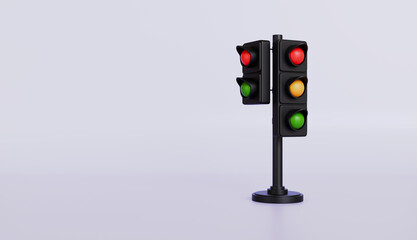 Traffic light on isolated background 3d illustration