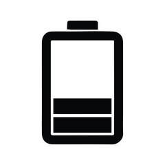 Battery Icon. Battery Illustration With Indicator Bars. Battery Charged Two Bars Towards Full.